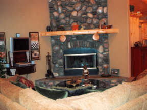 Fireplace at Chezbear cabin